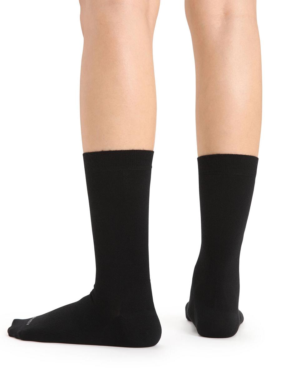 Women's Icebreaker Merino Lifestyle Fine Gauge Crew Socks Black | CA 1511DFMN